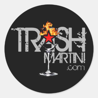 Martini à flamme noire Sticker rond logo argenté