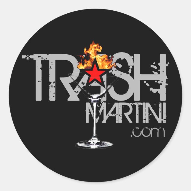 Martini à flamme noire Sticker rond logo argenté (Devant)