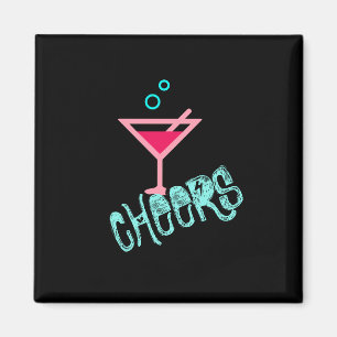 Martini - Alcohol Drink Pop Art, Pink & Turquoise Magnet