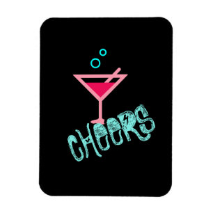 Martini - Alcohol Drink Pop Art, Pink & Turquoise Magnet