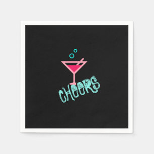 Martini - Alcohol Drink Pop Art, Pink & Turquoise Napkin