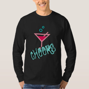Martini - Alcohol Drink Pop Art, Pink & Turquoise T-Shirt