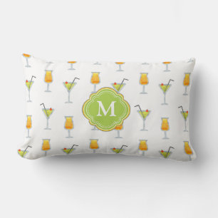 Martini and Cocktails Happy Hour with Monogram Lumbar Pillow