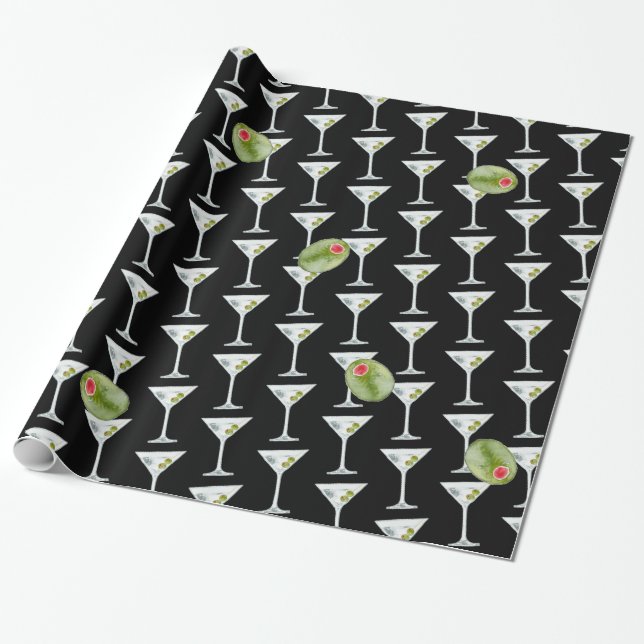 Martini and Olives Wrapping Paper (Unrolled)
