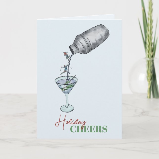 martini and skiing holiday  card (Front)