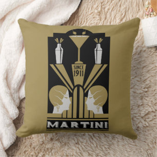 Martini Art Deco Art Throw Pillow
