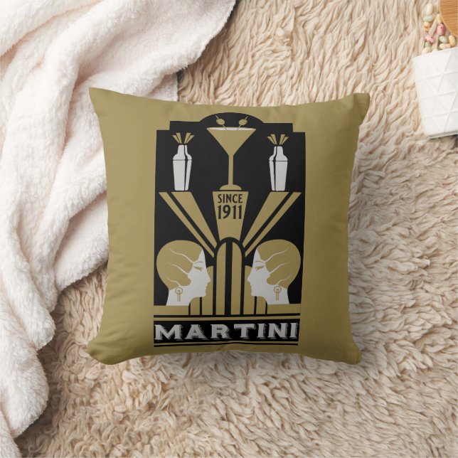 Martini Art Deco Art Throw Pillow (Blanket)