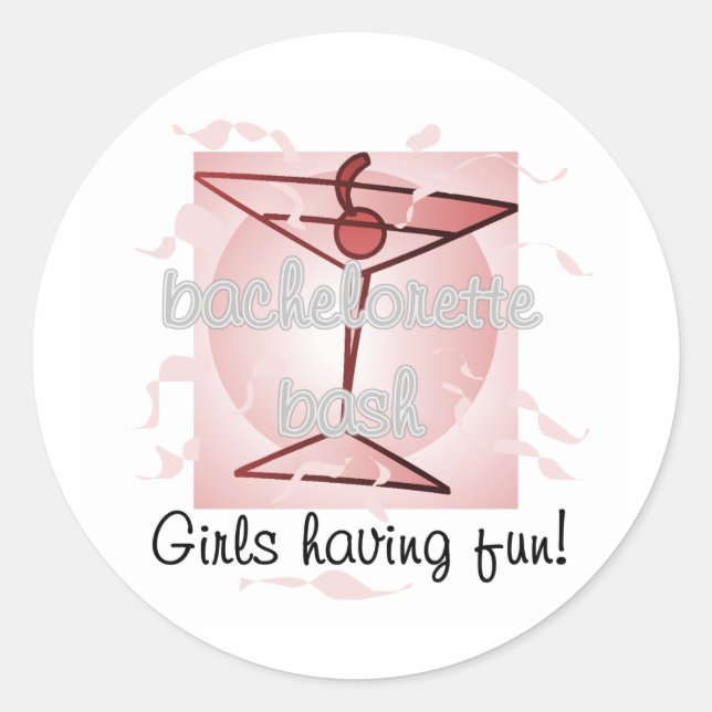 Martini Bachelorette Bash Tshirts and Gifts Classic Round Sticker (Front)