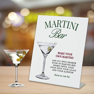 Martini Bar Green & Red Classy Pedestal Sign