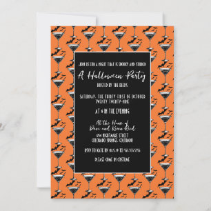 Martini Bats Halloween Party Invitation