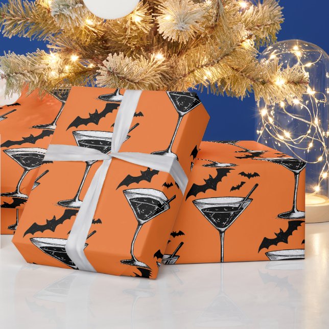 Martini Bats Wrapping Paper (Holidays)