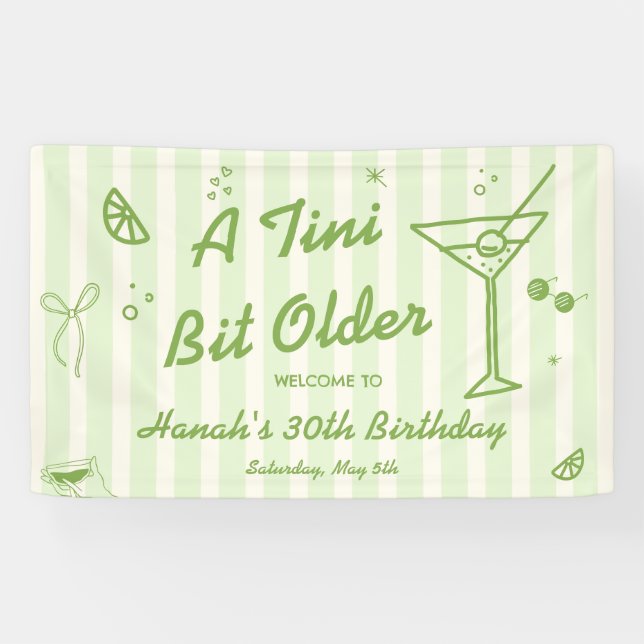 Martini Birthday Party Welcome Banner (Horizontal)