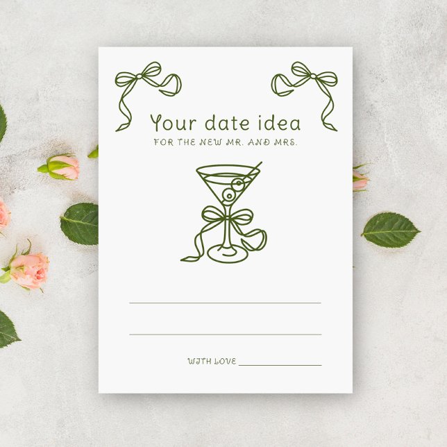 Martini Bow Bridal shower Ideas Date jar Enclosure Card (Creator Uploaded)