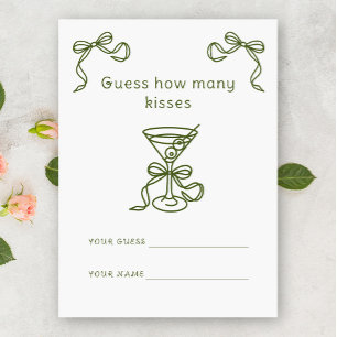 Martini & Bow How many kisses bridal game Enclosure Card