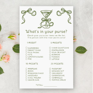 Martini Bridal shower What's in your purse game
