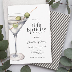 Martini Cocktail 70th Birthday Party Invitation