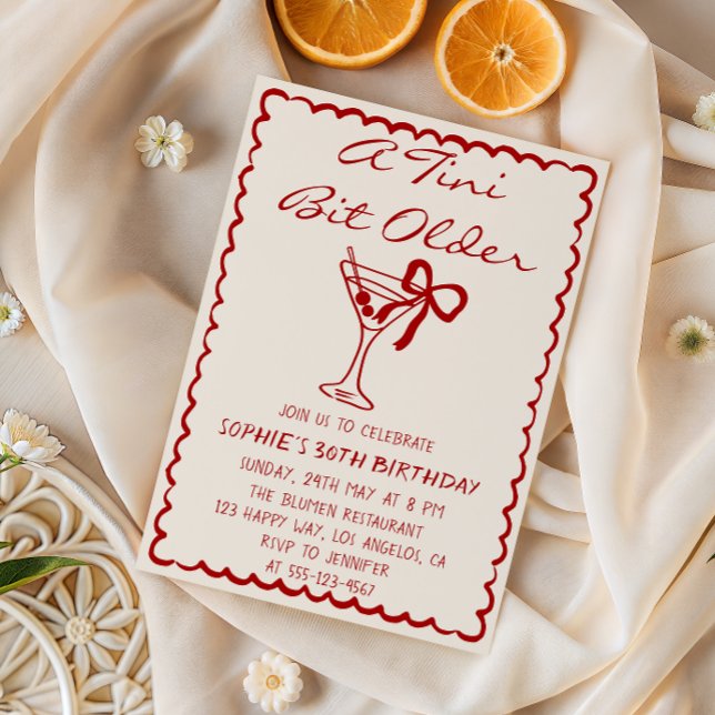Martini Cocktail A Tini Bit Older 30th Birthday Invitation (Creator Uploaded)