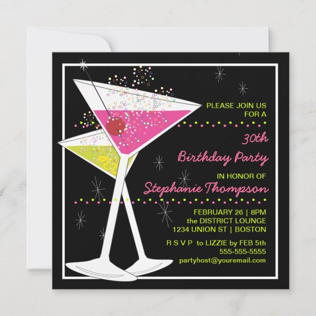 Martini Cocktail Birthday Party Invitation (Front)