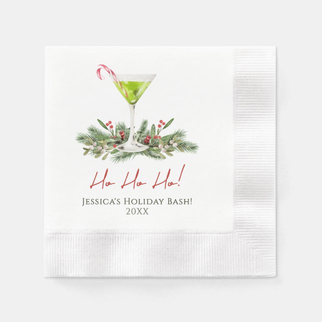 Martini Cocktail Party Custom Candy Cane Martini Napkin (Front)