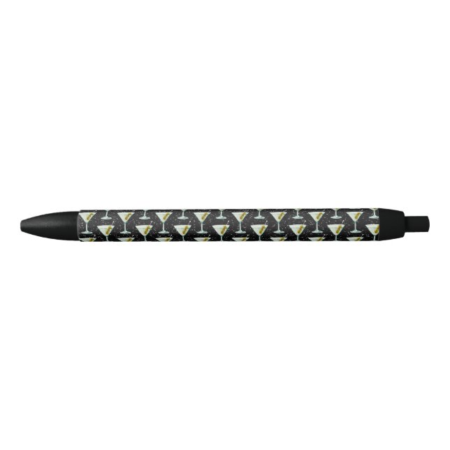 Martini Cocktail Pattern Black Ink Pen (Front)
