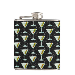 Martini Cocktail Pattern Hip Flask