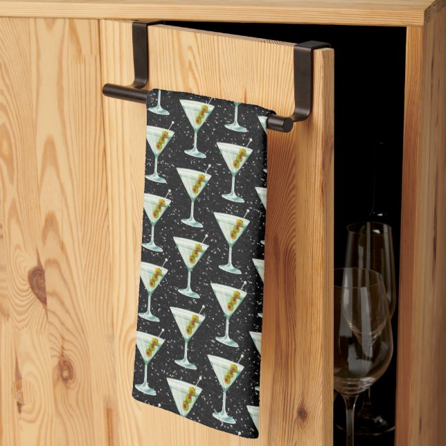 Martini Cocktail Pattern Kitchen Towel (Thirds Fold)