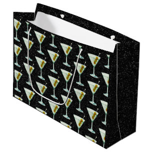 Martini Cocktail Pattern Large Gift Bag