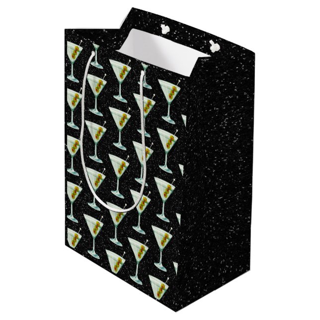 Martini Cocktail Pattern Medium Gift Bag (Back Angled)