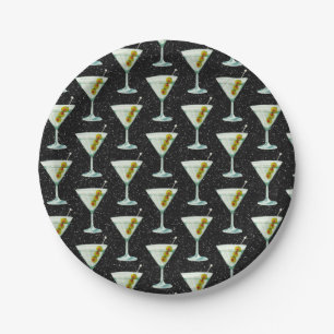 Martini Cocktail Pattern Paper Plate