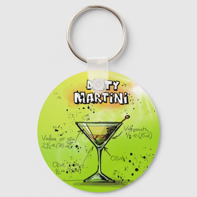 Martini Cocktail Recipe Keychain (Front)