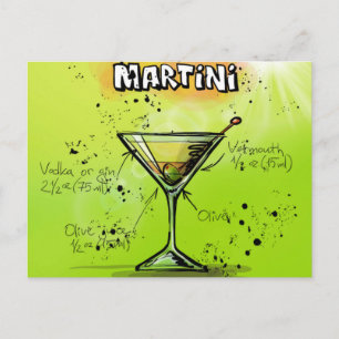 Martini Cocktail Recipe Postcard