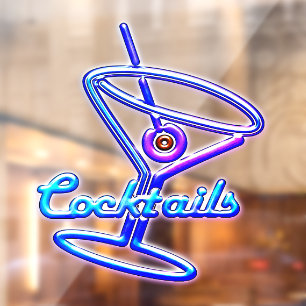 Martini cocktail rétro néon panneau vintage bar