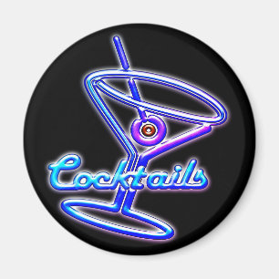 Martini cocktail retro neon sign vintage bar magnet