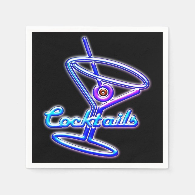 Martini cocktail retro neon sign vintage bar napkin (Front)
