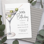 Martini Cocktail Theme 50th Birthday Party Invitation<br><div class="desc">Host a memorable adults only 50th birthday party with a martini cocktail theme. Whether in a rooftop lounge, your favourite bar, a posh restaurant, or a more intimate home gathering, this theme is sure to make for a fun-filled evening. This invitation design has a filled martini glass with three plump...</div>