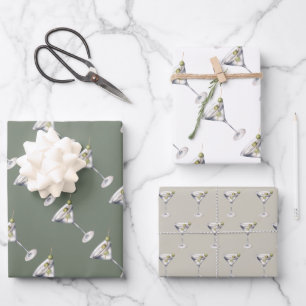 Martini Cocktails Bar Pattern Wrapping Paper Sheet