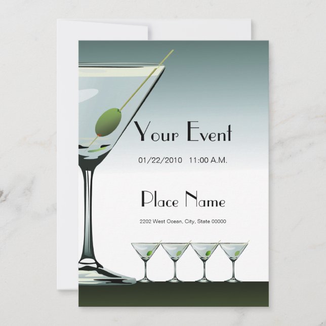 Martini Cocktails Invitation Template (Front)