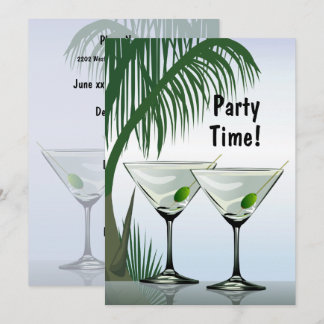 Martini Cocktails Party Tropical Invitation