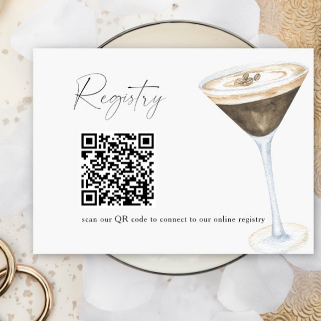 Martini Coffee QR code bridal shower registry  Enclosure Card (Creator Uploaded)
