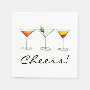 Martini Cosmo Manhattan Cocktail Drinks Cheers Napkin