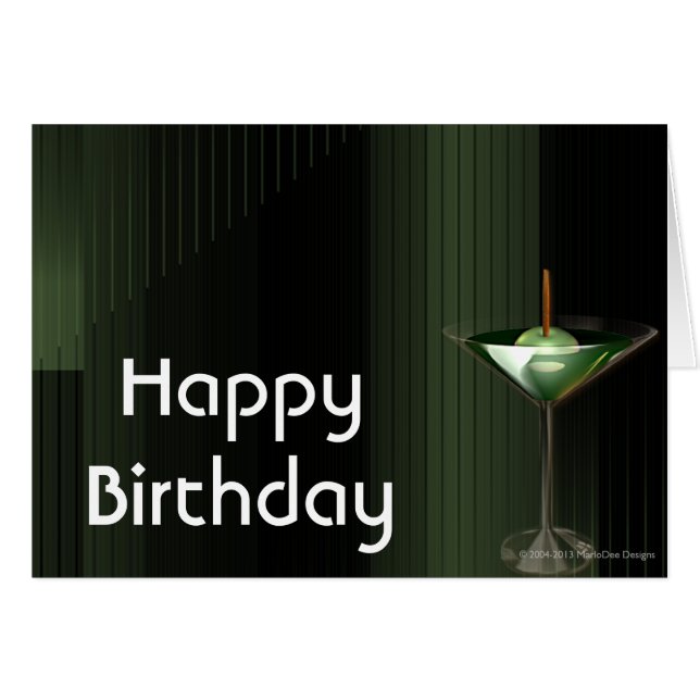 Martini Custom Happy Birthday Greeting Card (Front Horizontal)