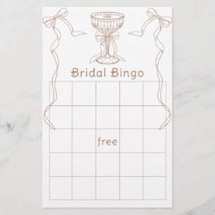 Martini Espresso hand draw Bridal shower bingo