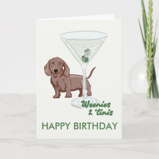 martini et weenies Dachshund carte d'anniversaire