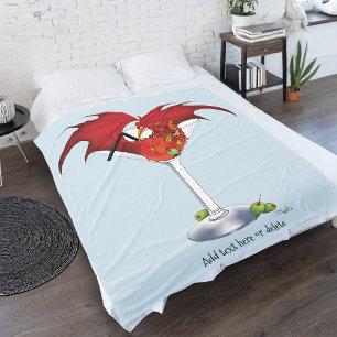 Martini Fantasy Red Dragon Fleece Blanket