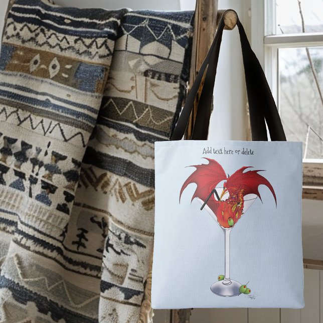 Martini Fantasy Red Dragon Tote Bag (Creator Uploaded)