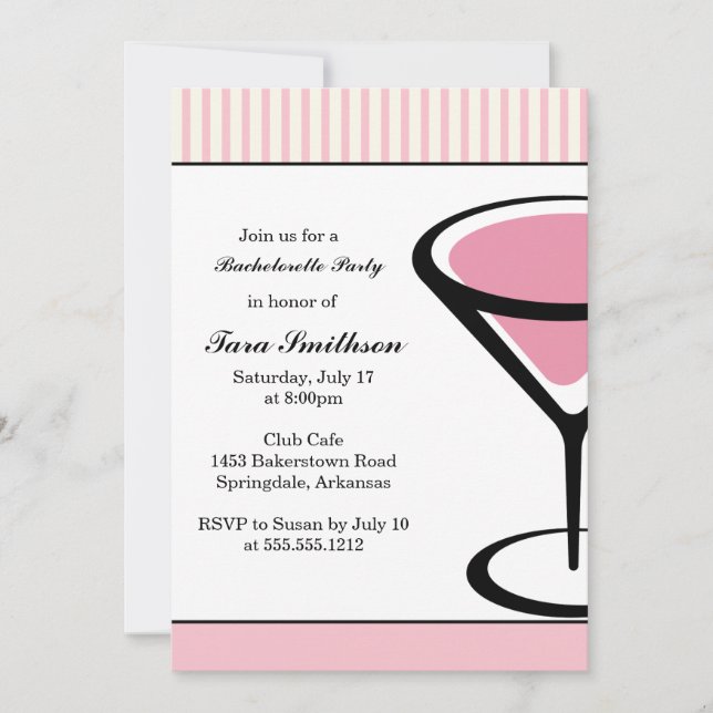 {martini}  girls night out invitation (Front)