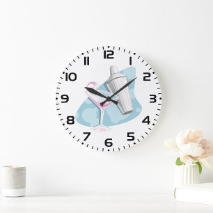 Martini Glass And Shaker Large Clock