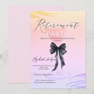 Martini Glass Black Bow Palm Retirement Party Invitation