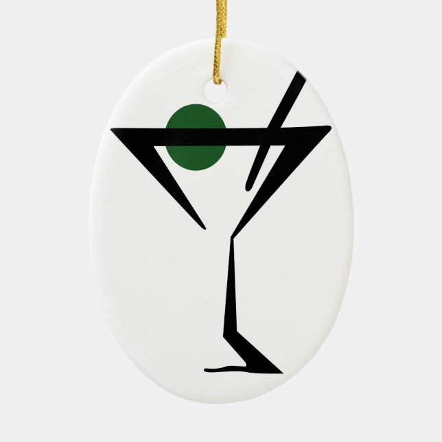 Martini Glass Ceramic Ornament (Front)