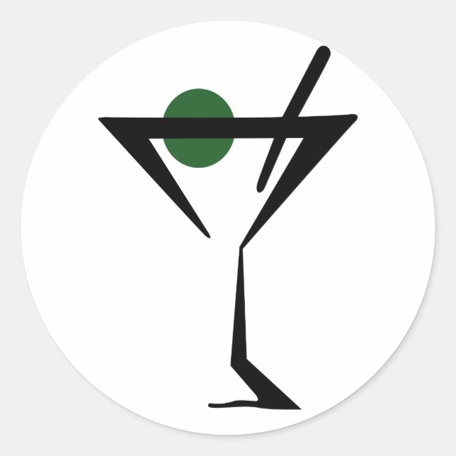 Martini Glass Classic Round Sticker (Front)